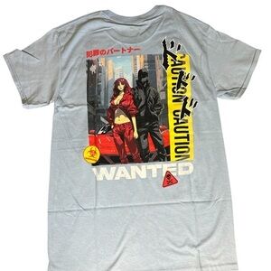 Graphic Anime  Print light Blue T-Shirt